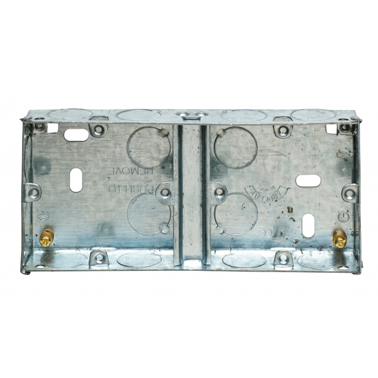 Dual 1 Gang Adjustable Lug Flush Steel Installation Box 25mm