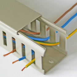 Closed Slot Cable Trunking Grey PVC 2m 10460034