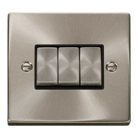 Plate Switch 3 Gang 2 Way 10AX VPSC413BK
