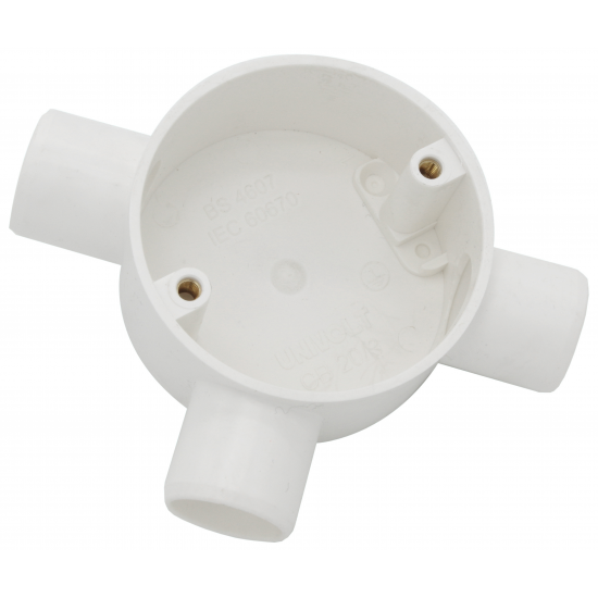 PVC Tee Box 3 Way 20mm White